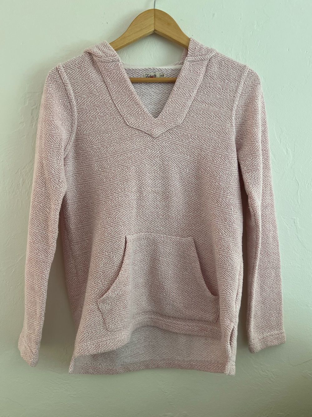Faherty Soft V-Neck Pullover Hoodie - Light Pink
